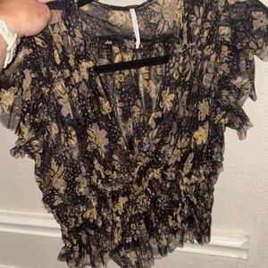 super cute free people sheer ruffle top